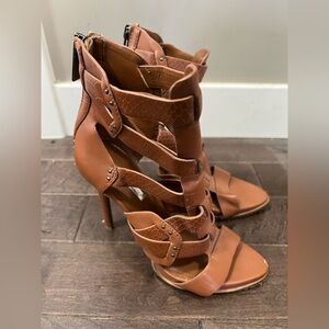 BCBGeneration Tan Strappy Heels